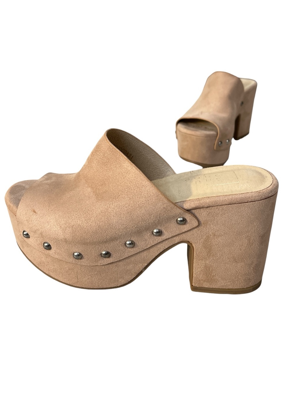 SHU SHOP GINA Platform Clog Mule - Bone / Nude Faux Suede - Size 6.5